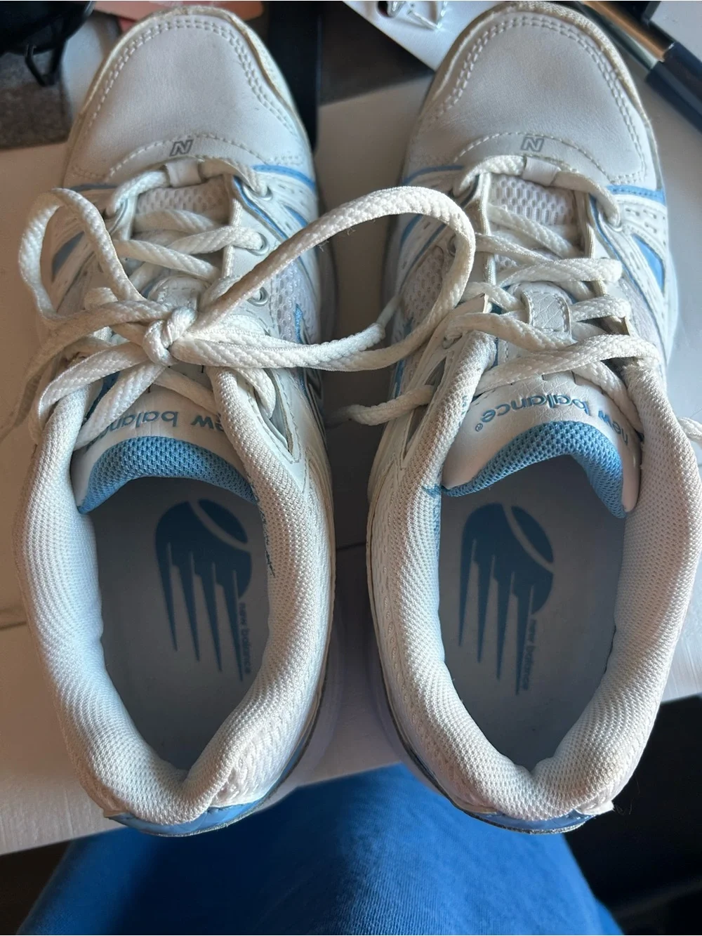 New Balance Women’s 655 WC655WT White Blue Tennis Court Shoes Sneakers 6.5